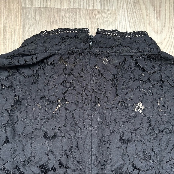 Lulus Black Lace Mini Dress Short Sleeves High Neck - Picture 6 of 6